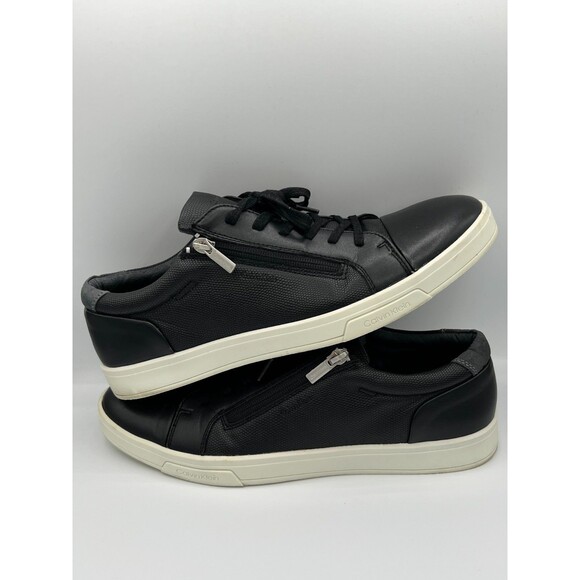 Calvin Klein Men Black Leather Zip Sneakers Shoes Size 12 Casual Designer main image 6
